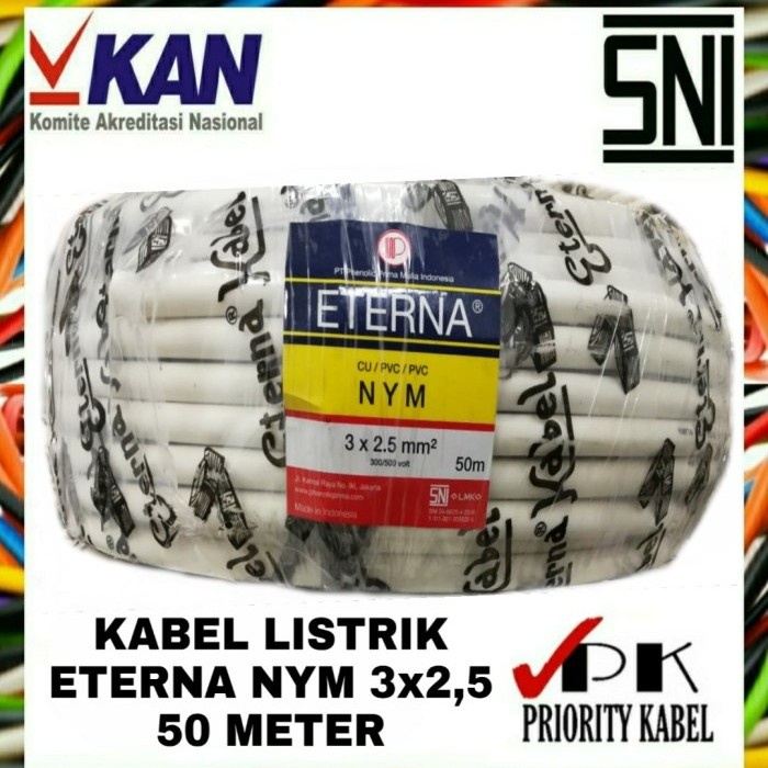 Jual Kabel Listrik Kawat Eterna Nym 3X2 5 3X2 5 50 Meter 50M Shopee