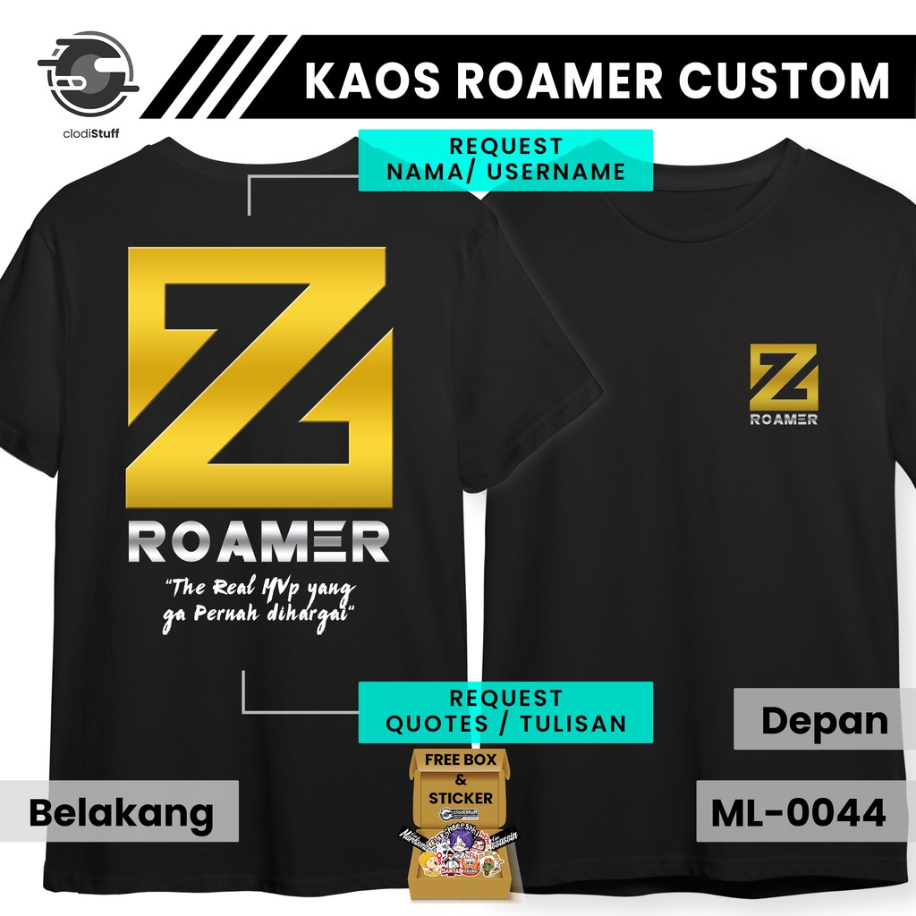 Jual Kaos Roamer Role Mobile Legends Custom Nama Tulisan Ml Mlbb Lengan