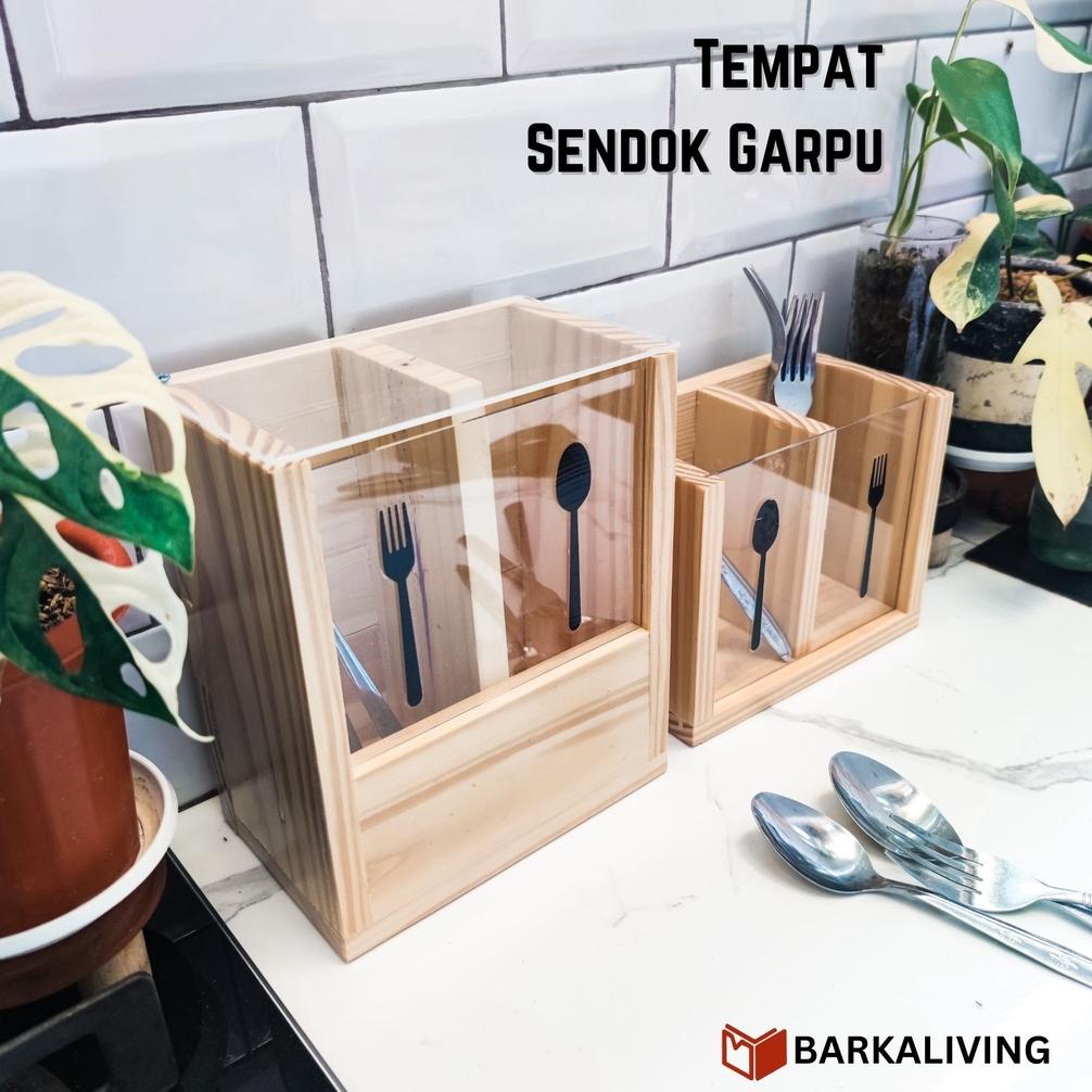 Jual PROMO Cutlery Holder Tempat Sendok Garpu Sumpit Minimalis Kayu