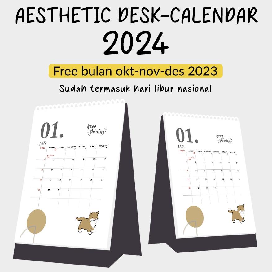 Jual Designall Kalender 2024 Aesthetic Meja Kalender Duduk Spiral