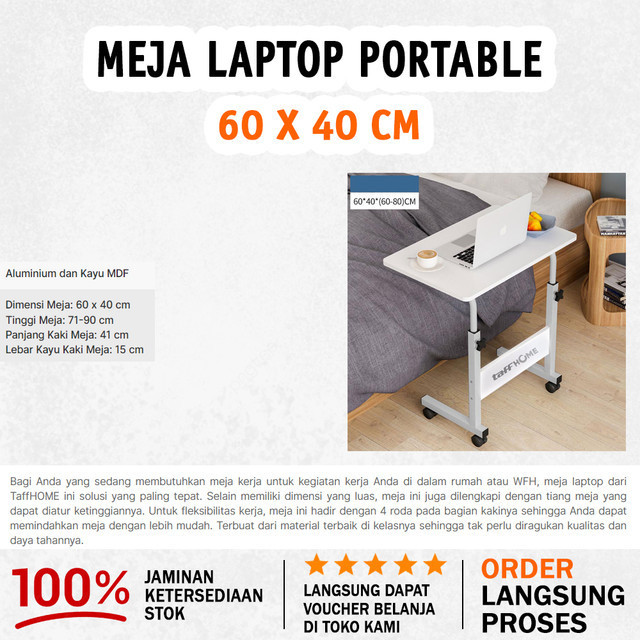 Jual Meja Laptop Lipat Portable Multifungsi Adjustable Rotate Bahan