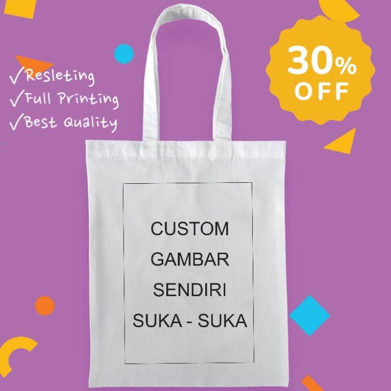 Jual Tas Wanita Tote Bag Aesthetic Resleting Bisa Custom Tas Kuliah