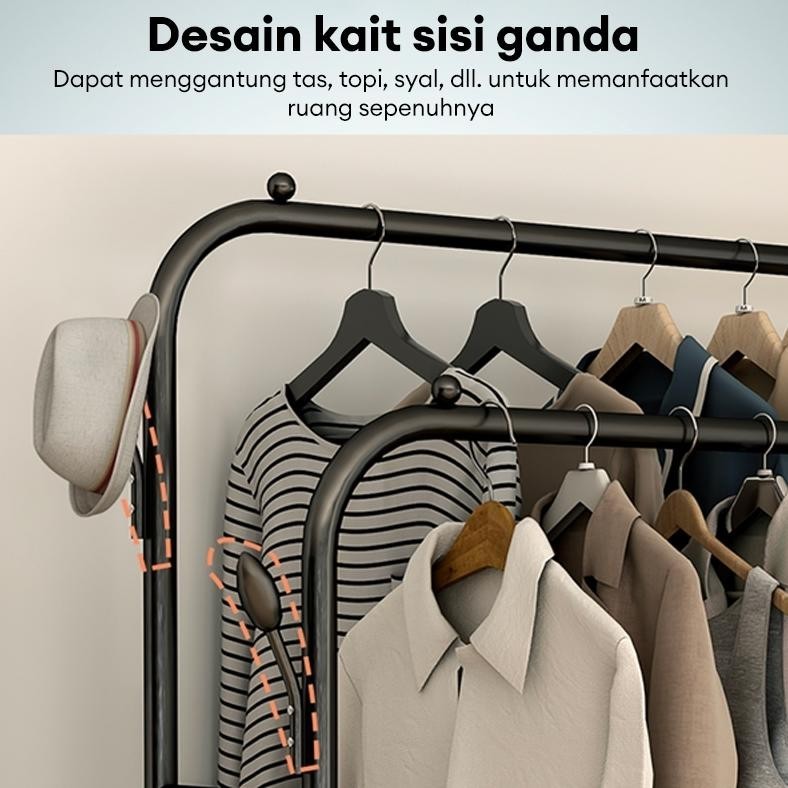 Jual Stand Hanger Gawang Rak Gantungan Baju Besi Portable Baju