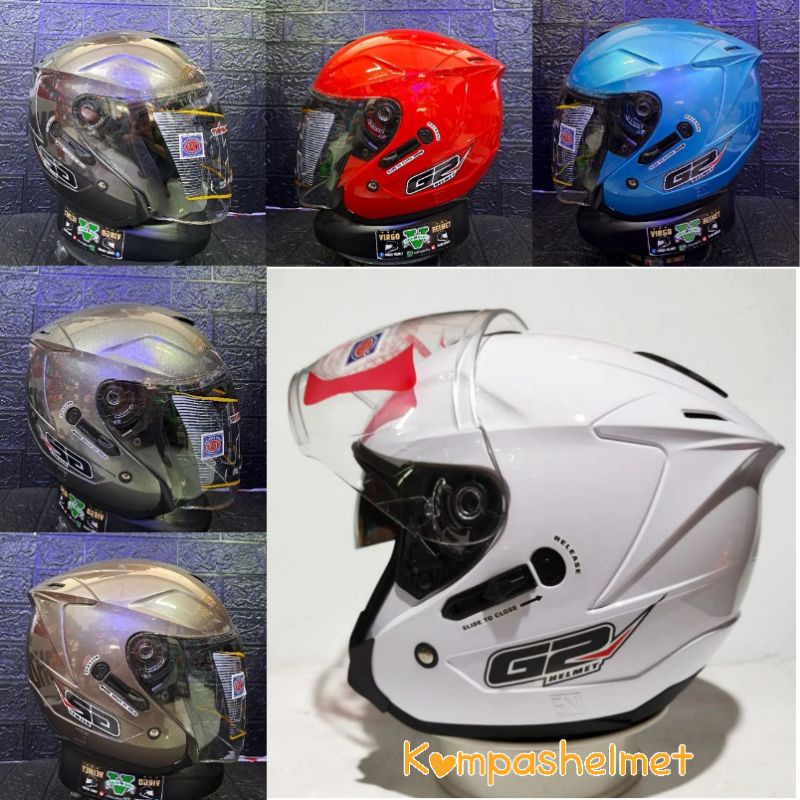 Jual Helm G Optimax Solid White Double Visor Shopee Indonesia