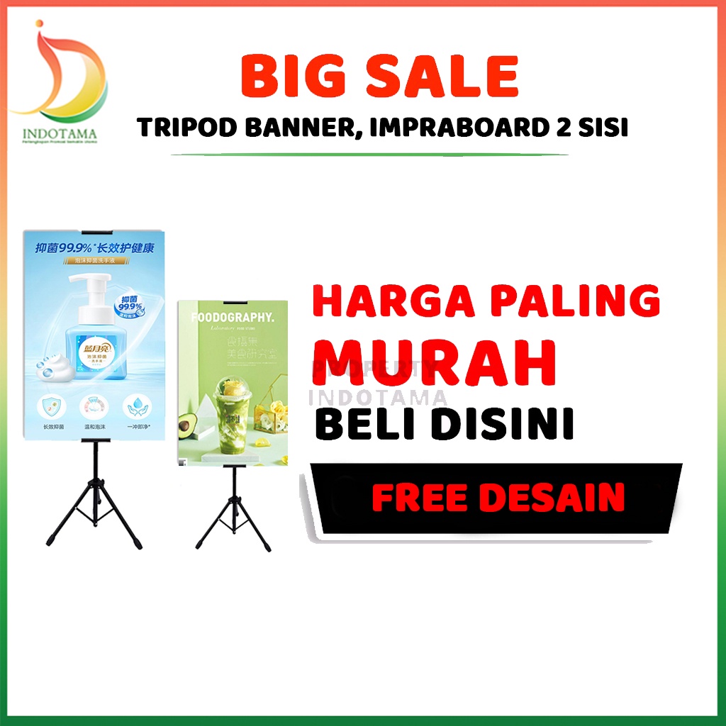 Jual Tripod Stand Banner 2 Sisi Plus Cetak Impraboard Stiker Free