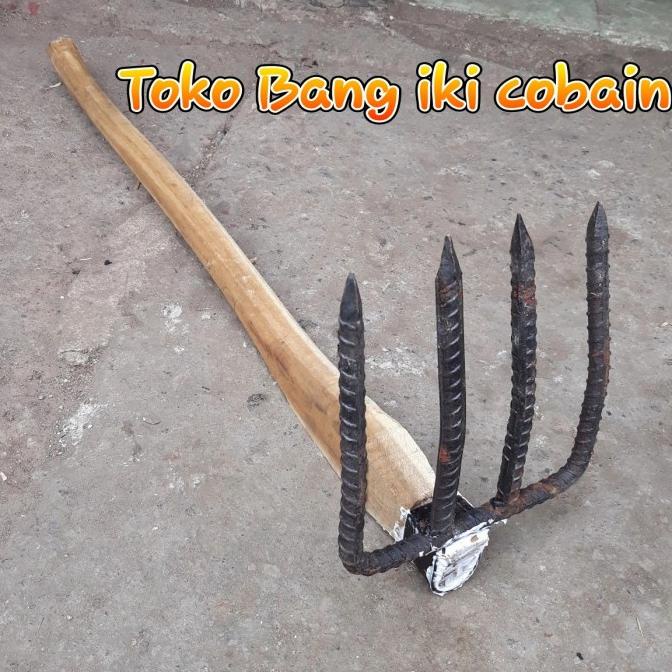 Jual Garukan Sampah Garpu Got Garpu Taman Cangkrang Gagang Kayu 70cm