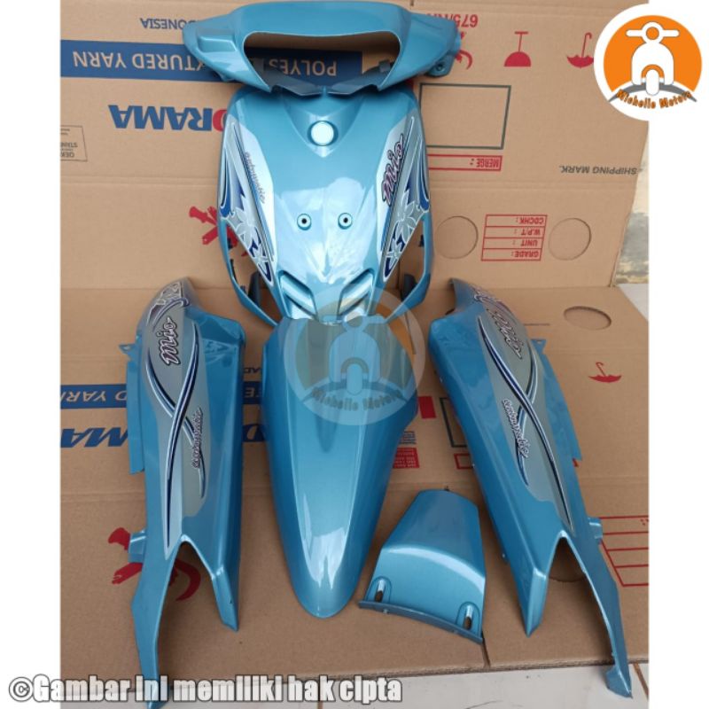 Jual COVER BODY YAMAHA MIO SPORTY WARNA BIRU TELUR ASIN STRIPPING FULL