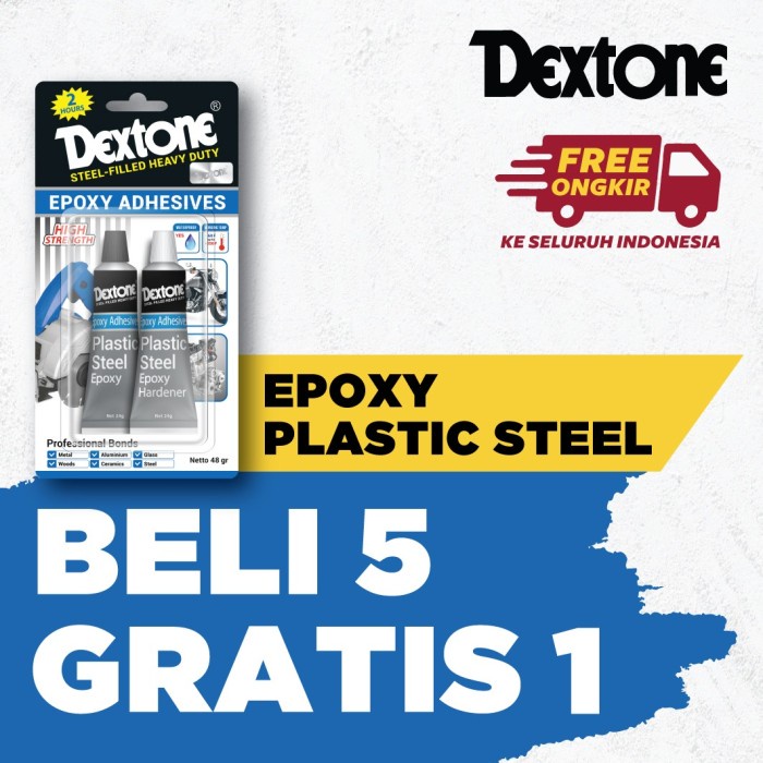 Jual Lem Besi Epoxy Plastic Steel Dextone 48Gr Beli 5 Gratis 1