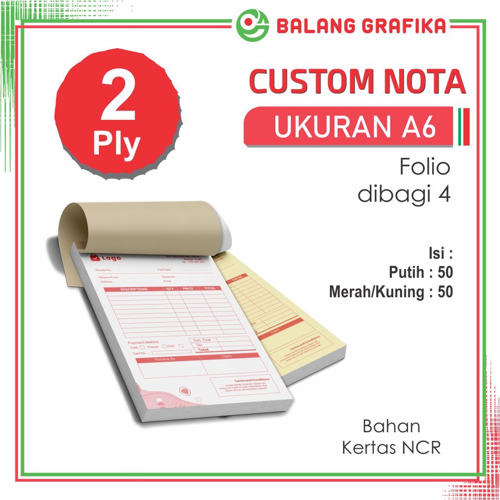 Jual Cetak Nota Toko Laundry Bon Faktur Surat Jalan Kwitansi Custom