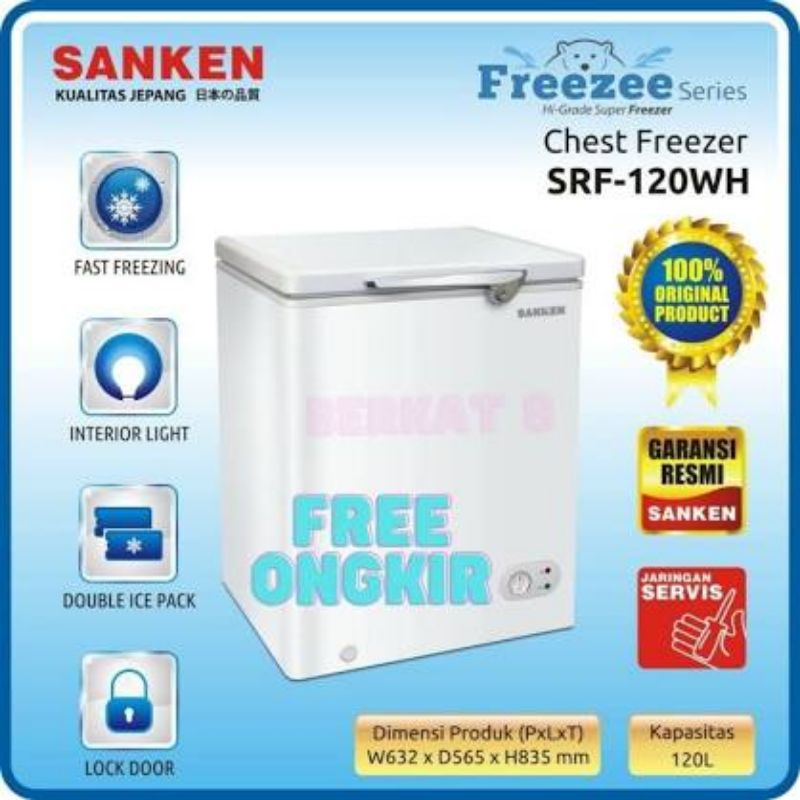 Jual CHEST FREEZER BOX SANKEN SRF 120 WH SRF120WH LEMARI PEMBEKU