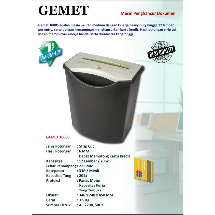 Jual Mesin Penghancur Kertas Paper Shredder Gemet 1000S Shopee Indonesia