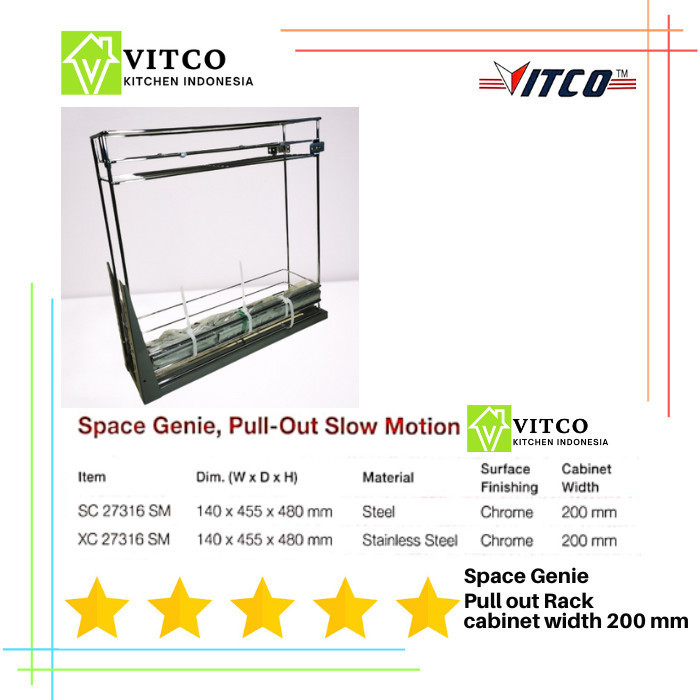 Jual Space Pull Out Slow Motion Rack Vitco Rak Dapur Mm Shopee