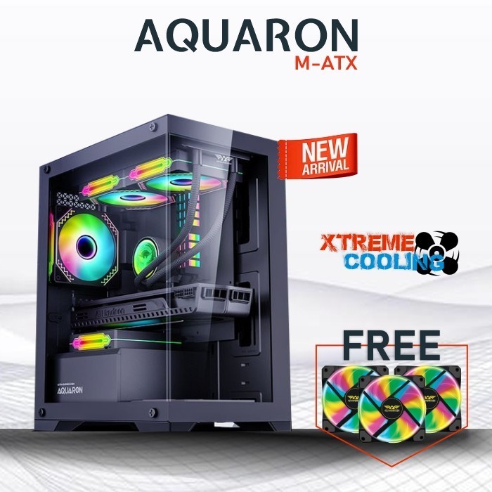 Jual Casing Pc Gaming Armageddon Aquaron M Atx Mini Itx Tampered Glass