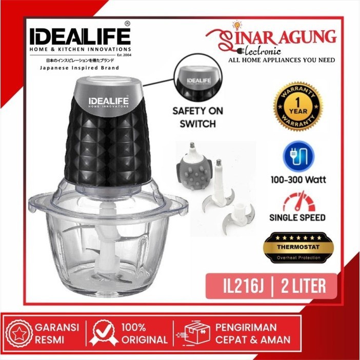 Jual Chopper Penggiling Daging Idealife Il216J Il 216J 2L Kaca