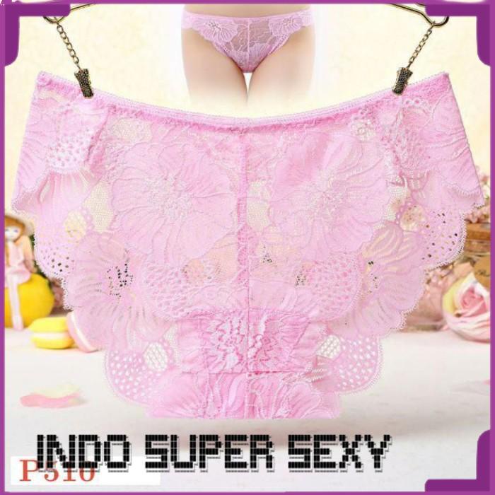 Jual P510 CELANA DALAM WANITA SEXY PANTIES HIPSTER BUNGA PINK