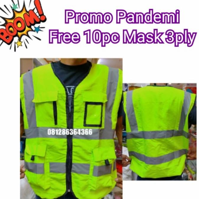 Jual Rompi Proyek Safety Taslan Id Card Hijau Stabilo Shopee Indonesia