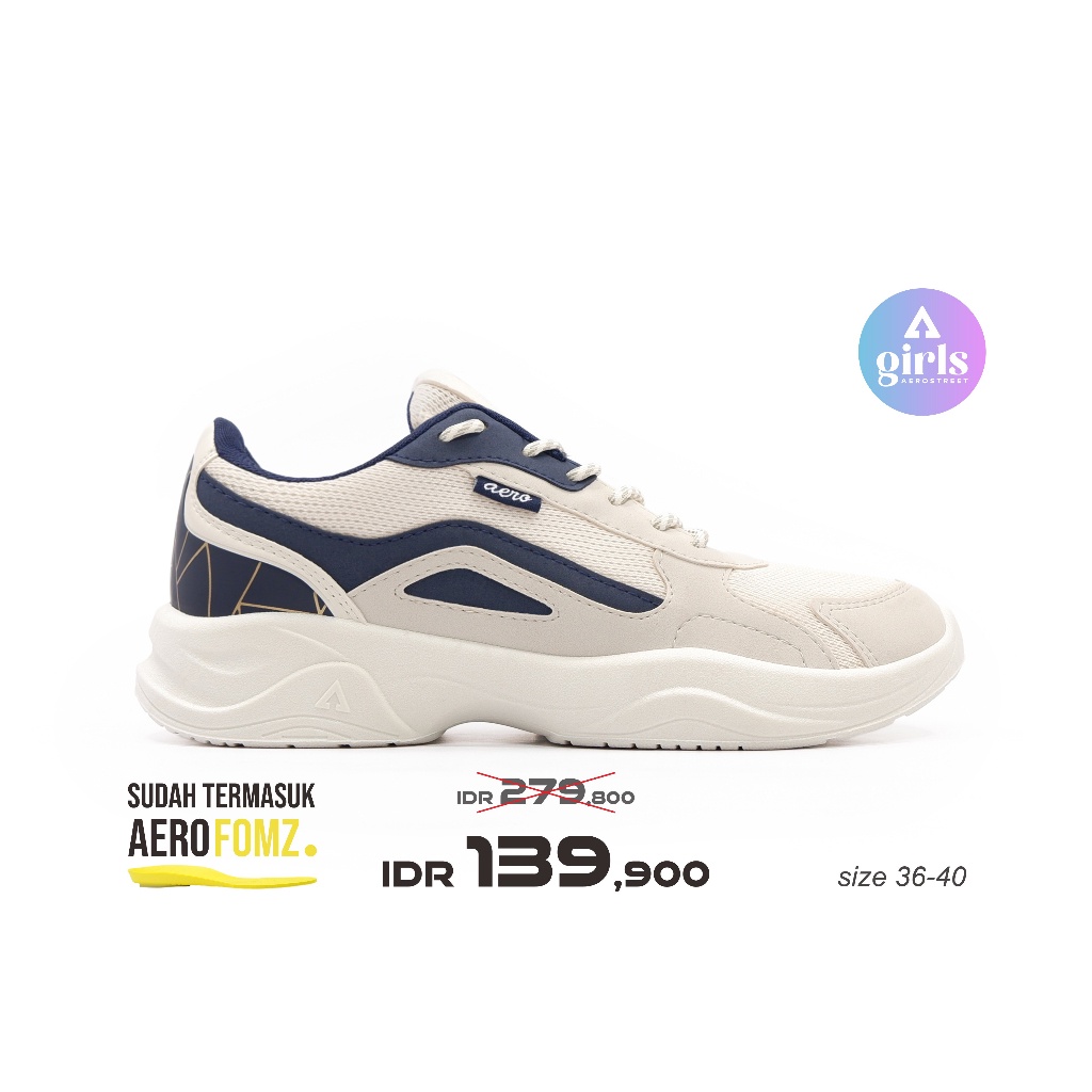 Jual Aerostreet 37 40 Rose Putih Natural Navy Sepatu Sneakers Casual