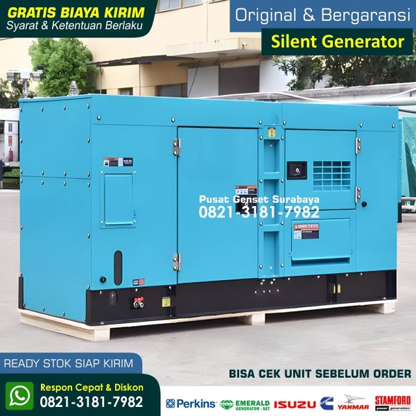 Jual SILENT GENSET 80 Kva Perkins Cummins Isuzu Emerald 3 Phase