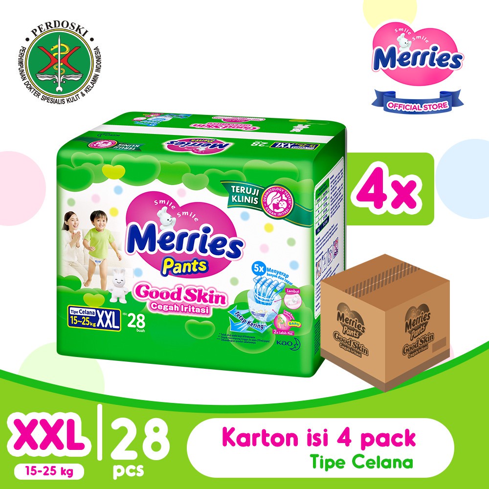 Jual Merries Pants Good Skin Popok Celana XXL 28 Pcs Carton Shopee