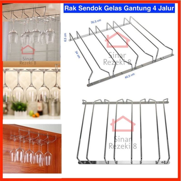 Jual Rak Gelas Gantung Jalur Stainless Baris Wine Minibar Hanger