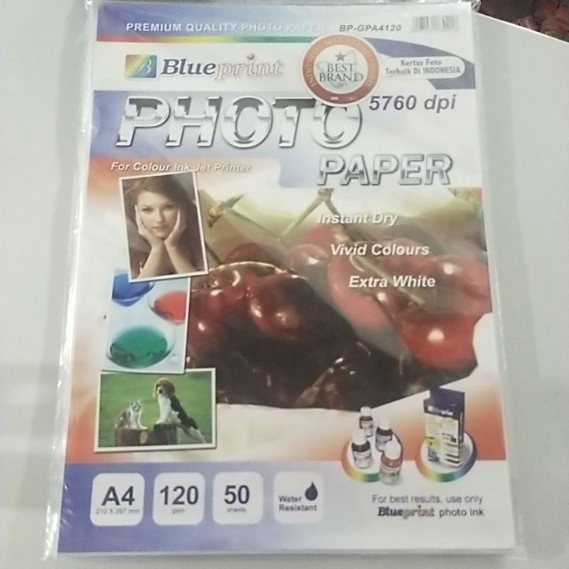 Jual Kertas Foto Glossy Photo Blueprint A4 120 Gsm Isi 50 Lembar