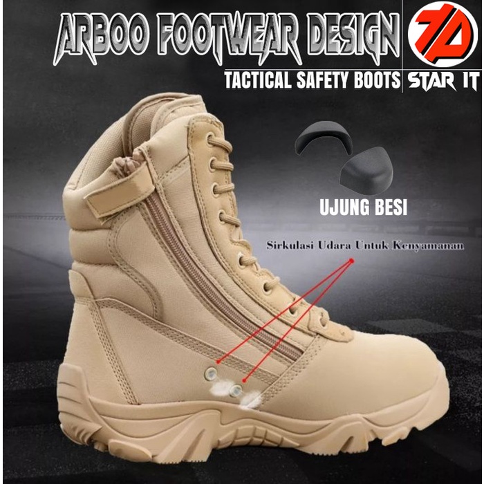 Jual SEPATU TACTICAL DELTA SAFETY GURUN POLISI TNI PDL CREAM HIKING