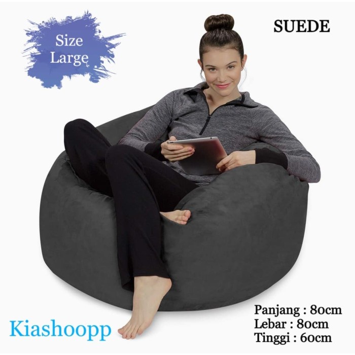 Jual Sofa Bean Bag Isi Styrofoam Size L Suede Abu Abu Shopee