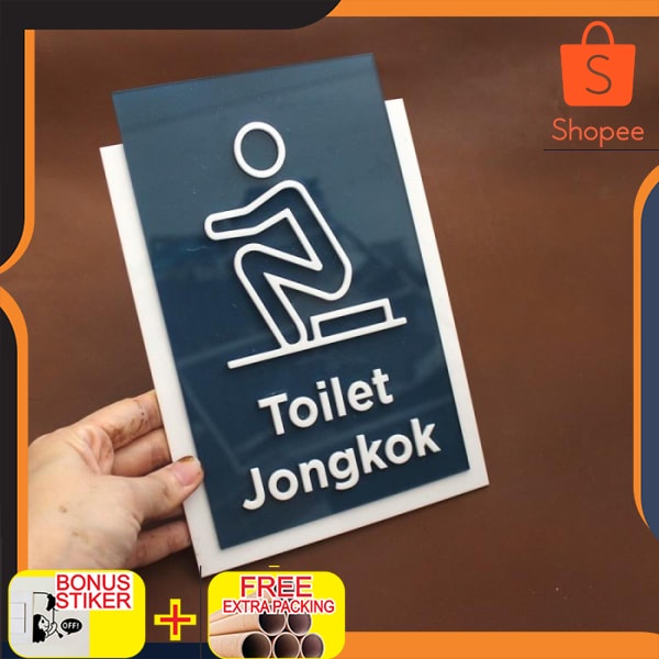 Jual Sign Toilet Jongkok Unik Signage Label Toilet Acrylic Timbul