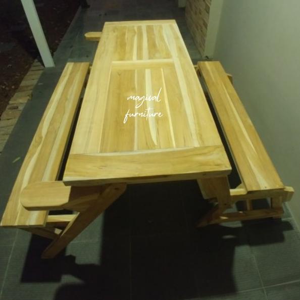 Jual Kursi Meja Lipat Magic Kayu Jati Asli Cafe Resto Outdoor Indoor