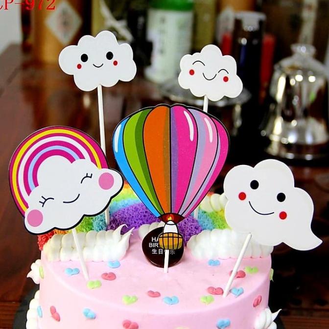 Jual Cake Topper Happy Birthday Balon Udara Set 5 Tusuk Hiasan Kie