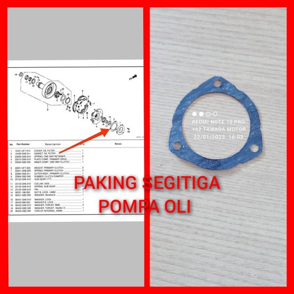 Jual Paking Segitiga Pompa Oli Honda Astrea Prima Grand Win Supra X