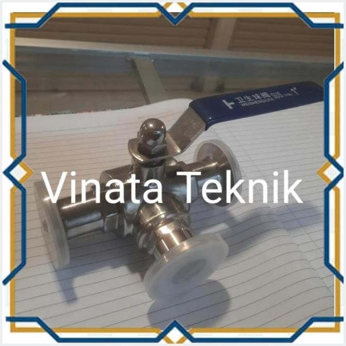 Jual Vat Ball Valve Sanitary Way T Port Tri Clamp Ferrule Ss