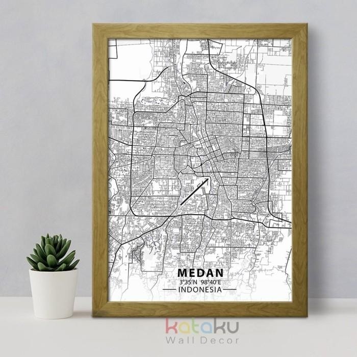 Jual Medan City Map Art Pajangan Dinding Poster Peta Kota Medan Wall