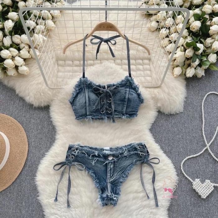 Jual Mms Sexy Lingerie Bra Set Bikini Halter Jeans Shopee Indonesia