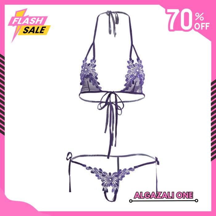Jual LINGERIE SEXY HOT BIKINI HOLLOW OPEN CROTCH TRANSPARAN BRA SET B