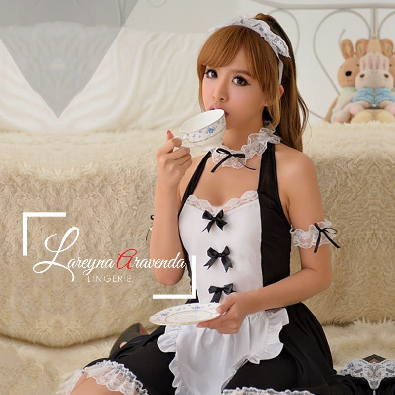 Jual Murah Set Lingerie G String Seksi Model Cosplay Naughty Maid
