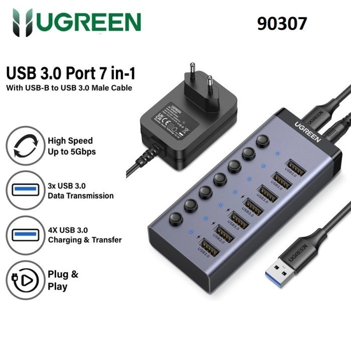 Jual Ugreen Powered Usb Hub 7Port Usb 3 0 4Charging Port Dc Adaptor