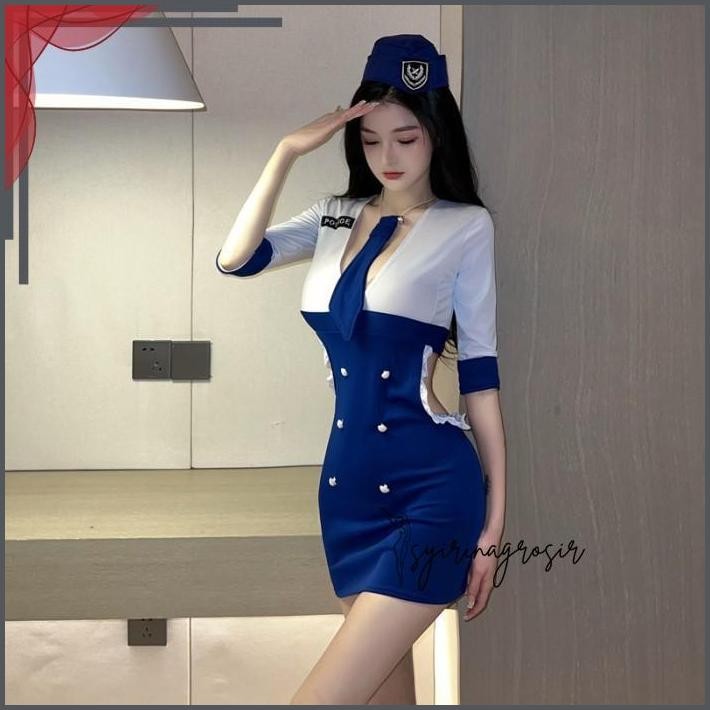 Jual SET LINGERIE SEKSI ROK MODEL COSPLAY POLICE LINGERE PLUS G STRING