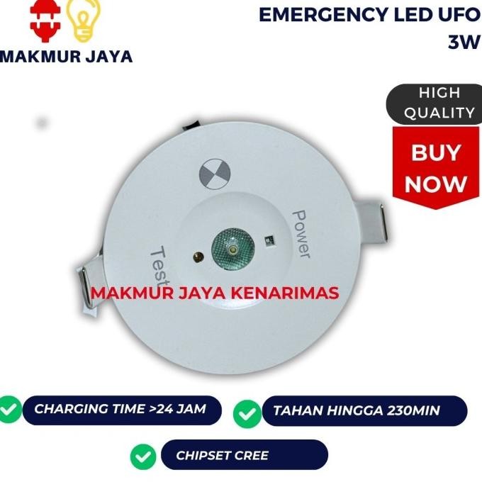 Jual Terbaru Emergency Battery LED UFO CEILING 3 WATT Downlight Inbow