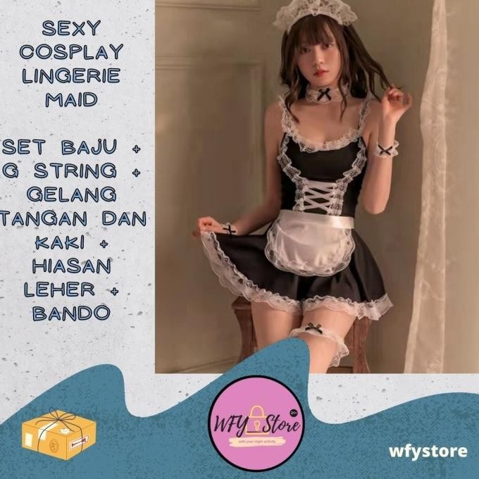 Jual Sexy Lingerie Cosplay Maid Set Baju G String Bando Dll