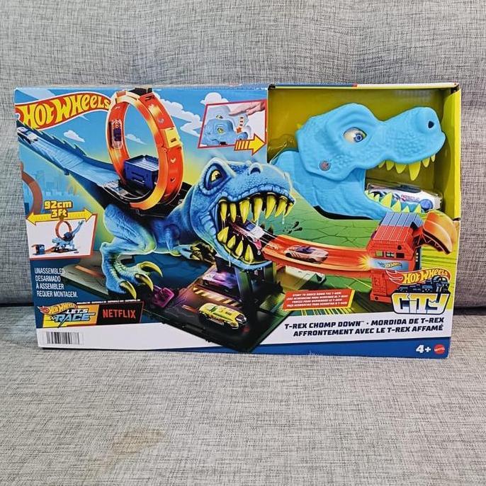 Jual Hot Wheels City T REX CHOMP DOWN Playset Track Original Mattel