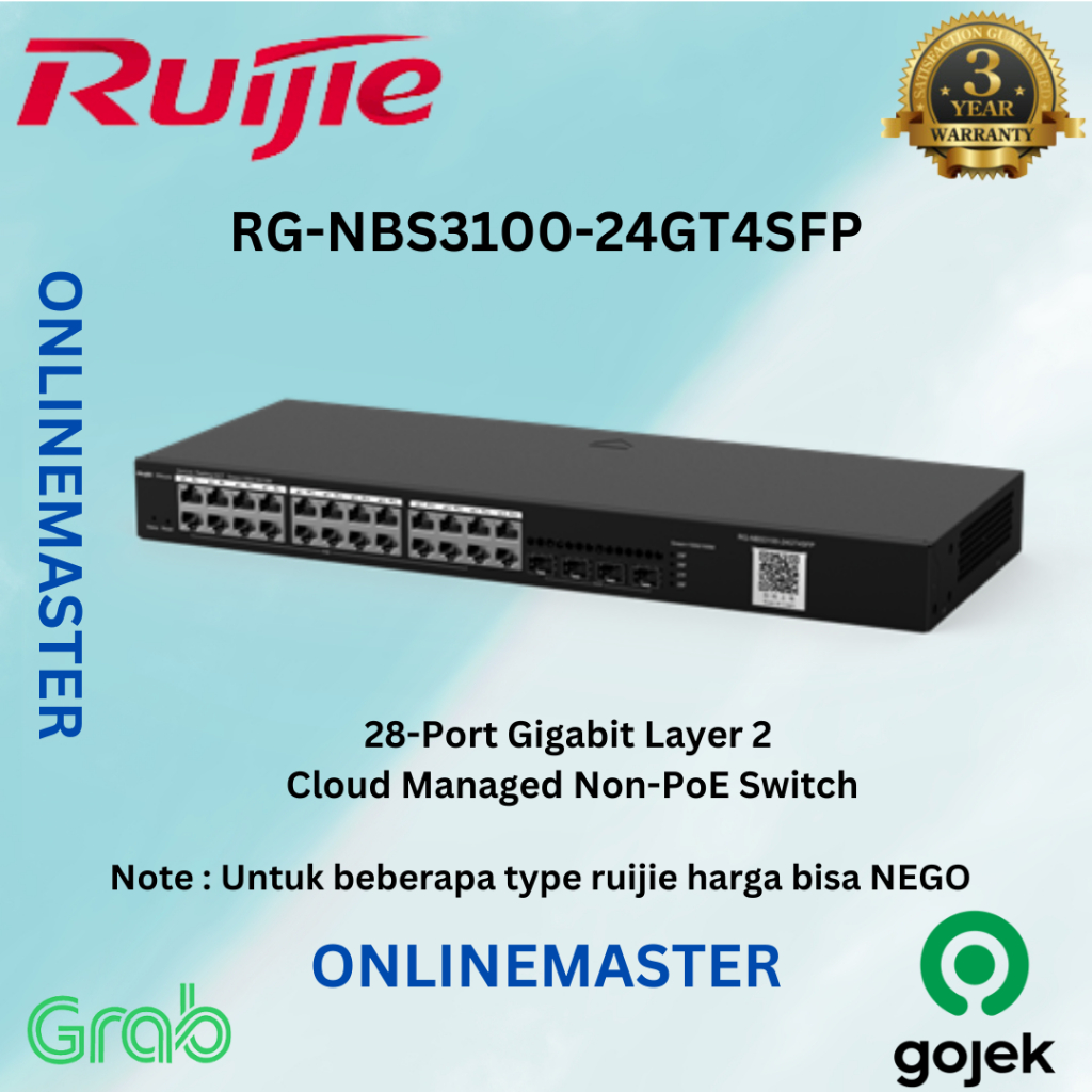 Jual RUIJIE RG NBS3100 24GT4SFP Series L2 Gigabit Cloud Managed