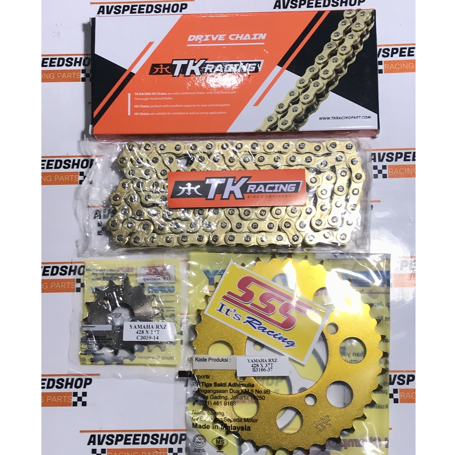 Jual GEAR GIR SET SSS 428 STEEL GOLD YAMAHA RXZ RX KING 125 Z