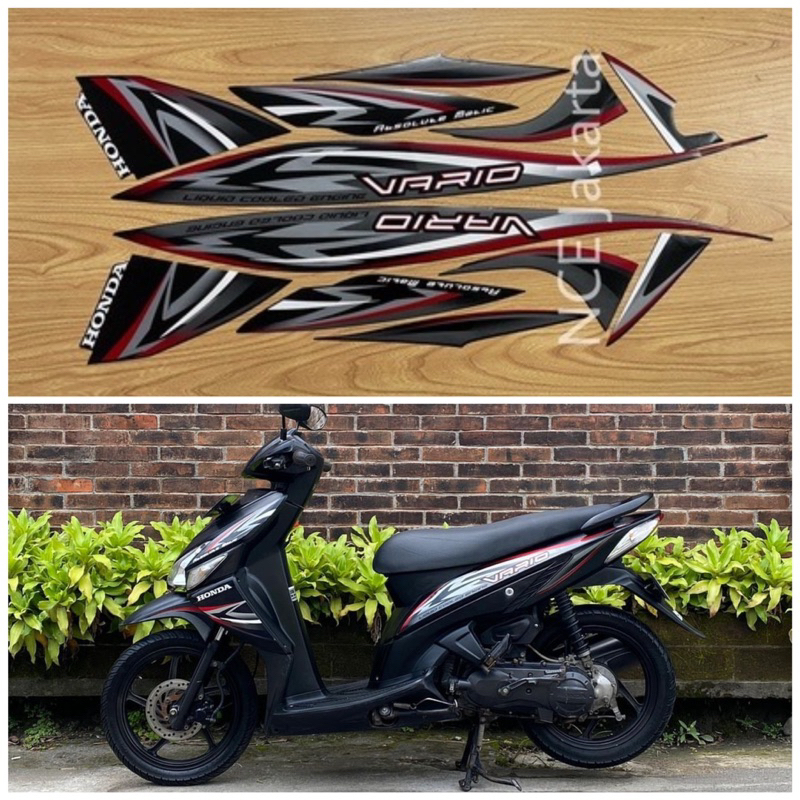 Jual STIKER STRIPING MOTOR VARIO 110 CARBU 2011 2012 HITAM LIS MERAH