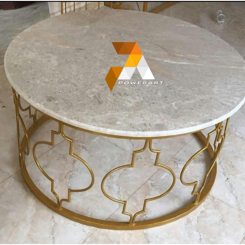 Jual Meja Tamu Bulat Marmer Krem Asli Coffee Table Marble Meja Marmer