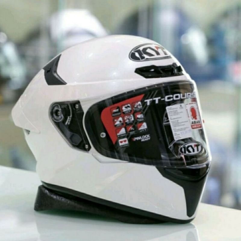 Jual Helm Kyt Tt Course White Paket Ganteng Visor Blue Redgold Iridium