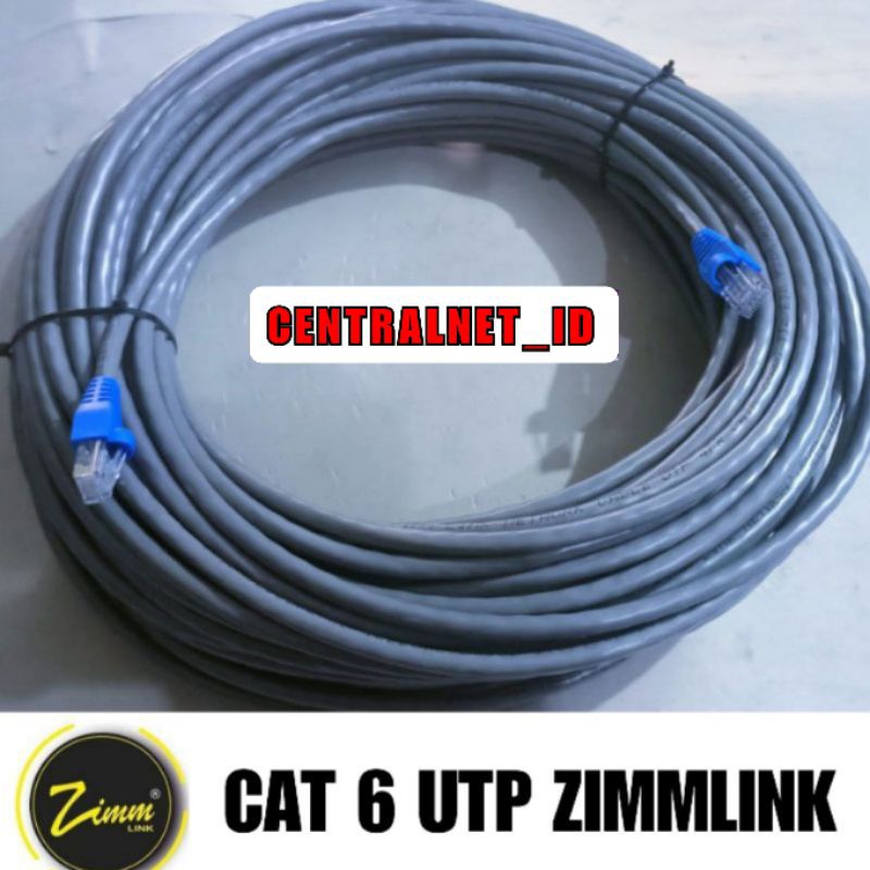 Jual Kabel LAN Indoor UTP Cat 6 Zimmlink Panjang 10 Meter Siap Pakai