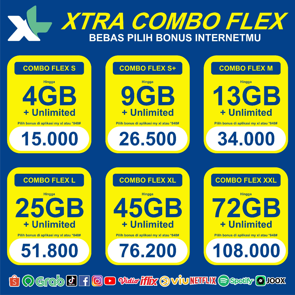 Jual Paket Data Kuota Xl Xtra Combo Flex Shopee Indonesia