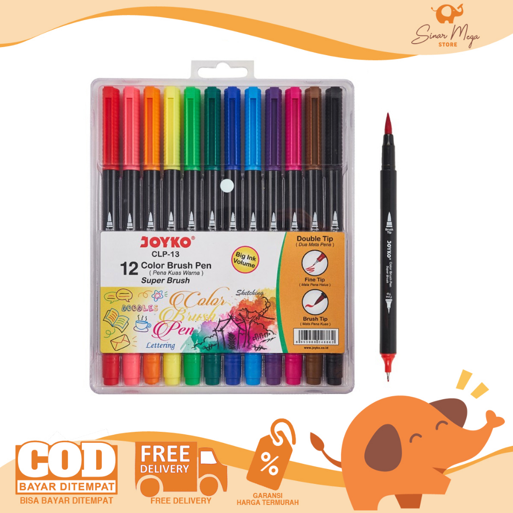 Jual Joyko Color Brush Pen Set Clp Super Brush Double Tip Dual Mata