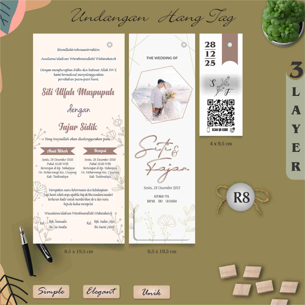 Jual Undangan Pernikahan Hangtag Unik Elegan Simple Murah Undangan